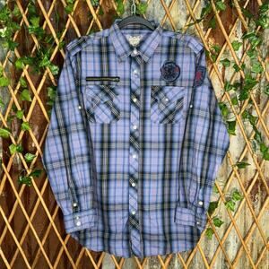 Vintage y2k point zero grunge raw 2000s plaid flannel  shirt